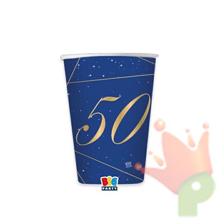BICCHIERI 200 CC 50 ANNI BLUE GOLD 8 PZ