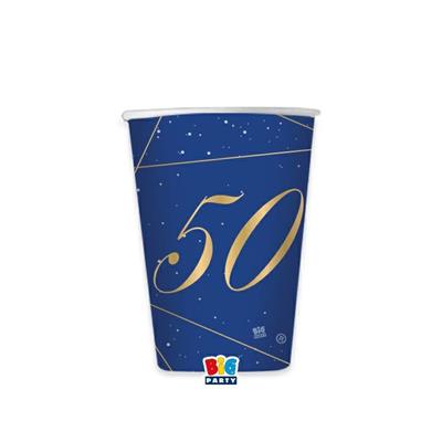 BICCHIERI 200 CC 50 ANNI BLUE GOLD 8 PZ