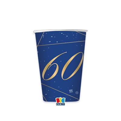 BICCHIERI 200 CC 60 ANNI BLUE GOLD 8 PZ