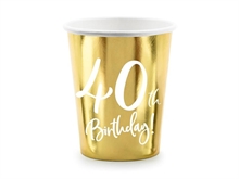 BICCHIERI 220ML 40TH BIRTHDAY ORO 6 PZ