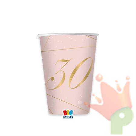 BICCHIERI 200 CC 30 ANNI ROSE 8 PZ