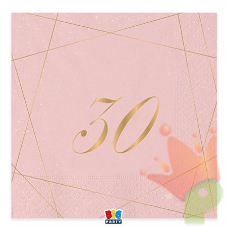 TOVAGLIOLI 33X33 CM 30 ANNI ROSE 20 PZ