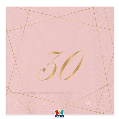 TOVAGLIOLI 33X33 CM 30 ANNI ROSE 20 PZ