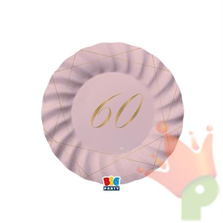 PIATTI 20 CM 60 ANNI ROSE 8 PZ