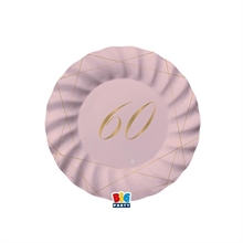 PIATTI 20 CM 60 ANNI ROSE 8 PZ