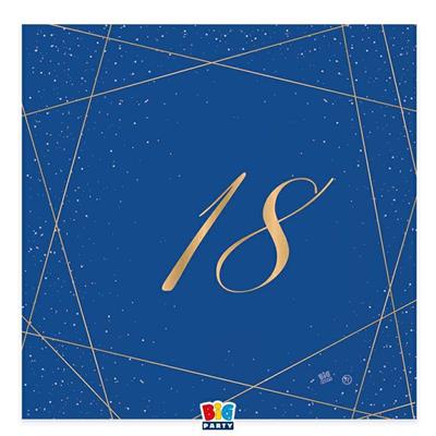 TOVAGLIOLI 25X25 CM 18 ANNI BLUE GOLD 20 PZ