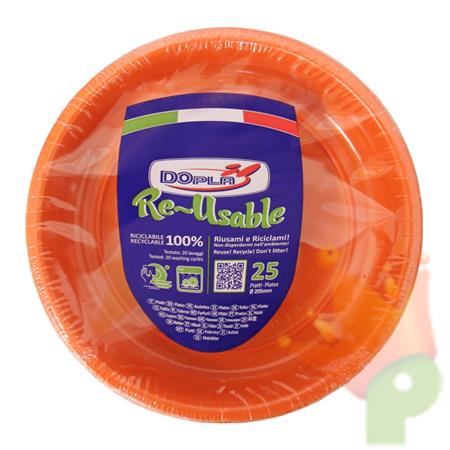 PIATTI FONDI D. 20,5CM REUSABLE ARANCIONE 25PZ