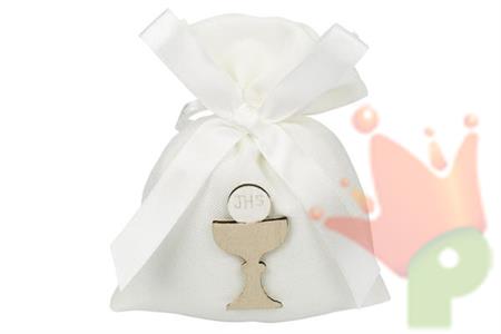 SACCHETTO CON APPLICAZIONE CALICE LEGNO 10 PZ