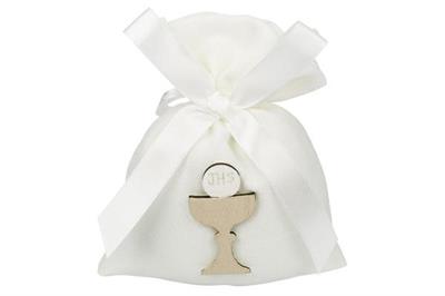 SACCHETTO CON APPLICAZIONE CALICE LEGNO 10 PZ