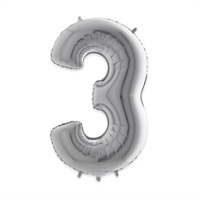 PALLONCINO MYLAR 40INCH 102 CM NUMERO 3 ARGENTO