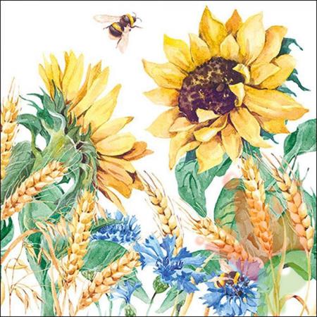 TOVAGLIOLI 33X33 3V SUNFLOWER AND WHEAT WHITE 20 PZ