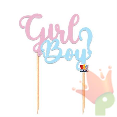 CAKE TOPPER ITALIC 18X21 CM BABY GIRL OR BOY?