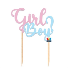 CAKE TOPPER ITALIC 18X21 CM BABY GIRL OR BOY?