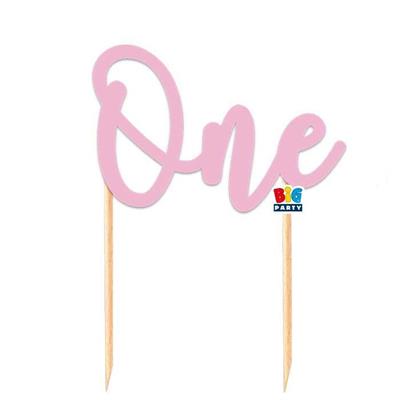 CAKE TOPPER ITALIC 16X16 CM ONE PINK