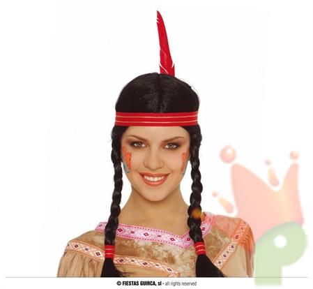 PARRUCCA TRECCE INDIANA CON PIUMA