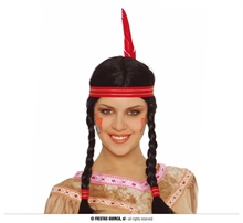PARRUCCA TRECCE INDIANA CON PIUMA