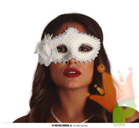 MASCHERA BIANCA CON FIORI