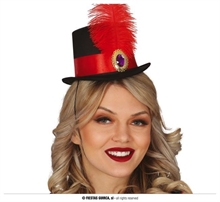 CILINDRO CAPPELLINO CON PIUMA ROSSA