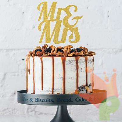 CAKE TOPPER ORO MR & MRS GLITTERATO