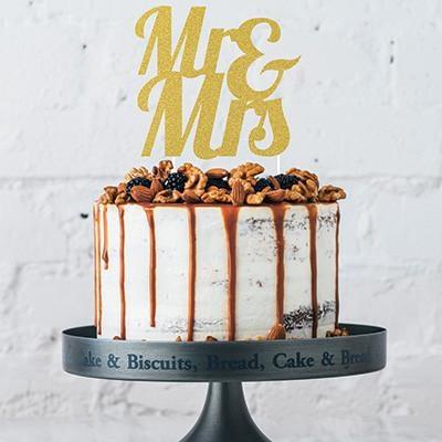 CAKE TOPPER ORO MR & MRS GLITTERATO