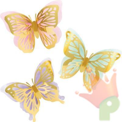 DECORAZIONE DA MURO 24X31 CM BUTTERFLY SHIMMER 3 PZ