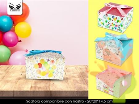 SCATOLA REGALO CON NASTRO 20X20X14,5 CM