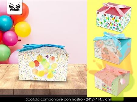 SCATOLA REGALO CON NASTRO 24X24X14,5 CM