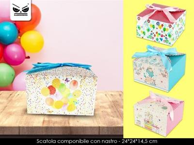SCATOLA REGALO CON NASTRO 24X24X14,5 CM