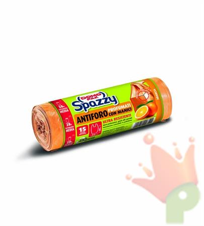 SACCHETTI ANTIFORO CON MANICI 28lt ARANCIA 15PZ