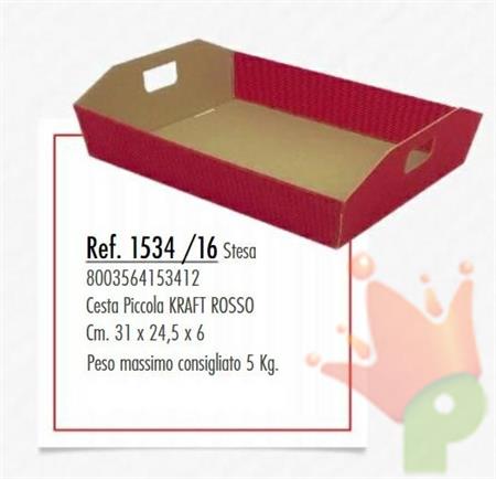 CESTA IN CARTONE ONDA ROSSA 31X24,5X6CM  max 5 kg