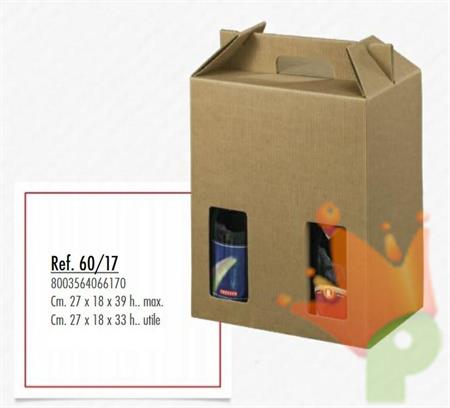 SCATOLA PORTABOTTIGLIE 6 POSTI ONDA AVANA 27X18X33 CM