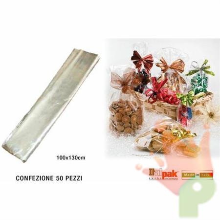 FOGLI NEUTRI CELLOPHANE PER ALIMENTI 100X130CM 50PZ