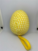 UOVO DA APPENDERE GIALLO QUADRETTI BIANCHI 11 CM