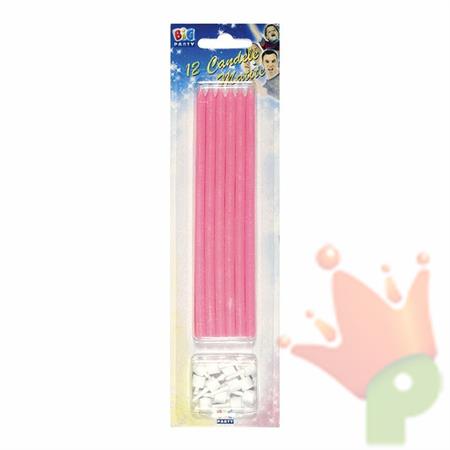 CANDELINE MATITE ROSA + SUPPORTO 12PZ