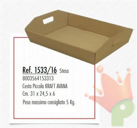 CESTA IN CARTONE ONDA AVANA 31X24,5X6CM max 5 kg