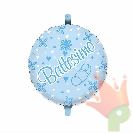 PALLONCINO MYLAR 18INCH BATTESIMO CELESTE