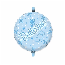 PALLONCINO MYLAR 18INCH BATTESIMO CELESTE