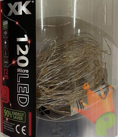 CATENA DI  METAL SILVER 120 MICROLED A LUCE FISSA ROSSA 12MT