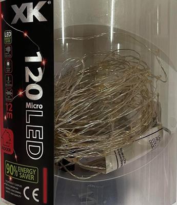 CATENA DI  METAL SILVER 120 MICROLED A LUCE FISSA ROSSA 12MT