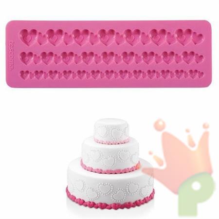 STAMPO IN SILICONE PER PASTA DI ZUCCHERO BORDURE CON CUORI