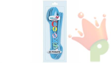 CUCCHIAI 18CM AZZURRI 20PZ