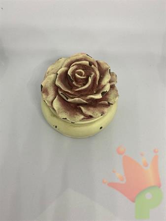 SCATOLA AVORIO CON PEONIA ROSA