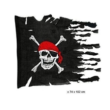Bandiera pirati stracciata con teschio Bandiera pirati stracciat