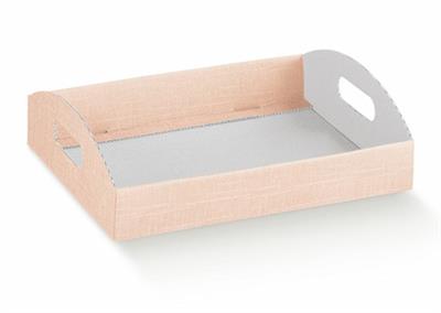 CONTENITORE IN CARTONE CON MANICI 435X290X45MM SETA ROSA