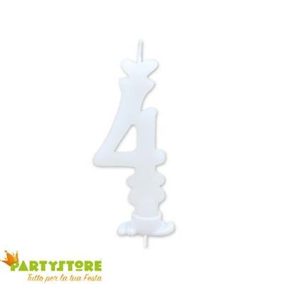 Candelina Numero 4 Cera Bianco