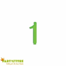 CANDELINA NUMERO 1 VERDE FLUO 12CM