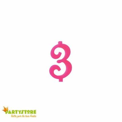 CANDELINA NUMERO 3 FUCSIA 12CM