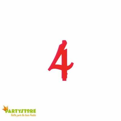 CANDELINA NUMERO 4 ROSSO 12CM