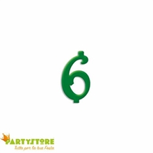 CANDELINA NUMERO 6 VERDE FLUO 12CM