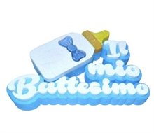 FORMA POLISTIROLO IL MIO BATTESIMO BIBERON CELESTE 36X24CM